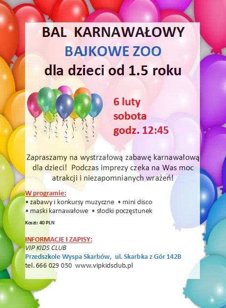 Bal karnawałowy Bajkowe zoo